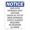 Signmission OSHA Notice Sign, 10" Height, Rigid Plastic, Employee Entrance Only Visitors Sign, Portrait OS-NS-P-710-V-11950 - alternate 1